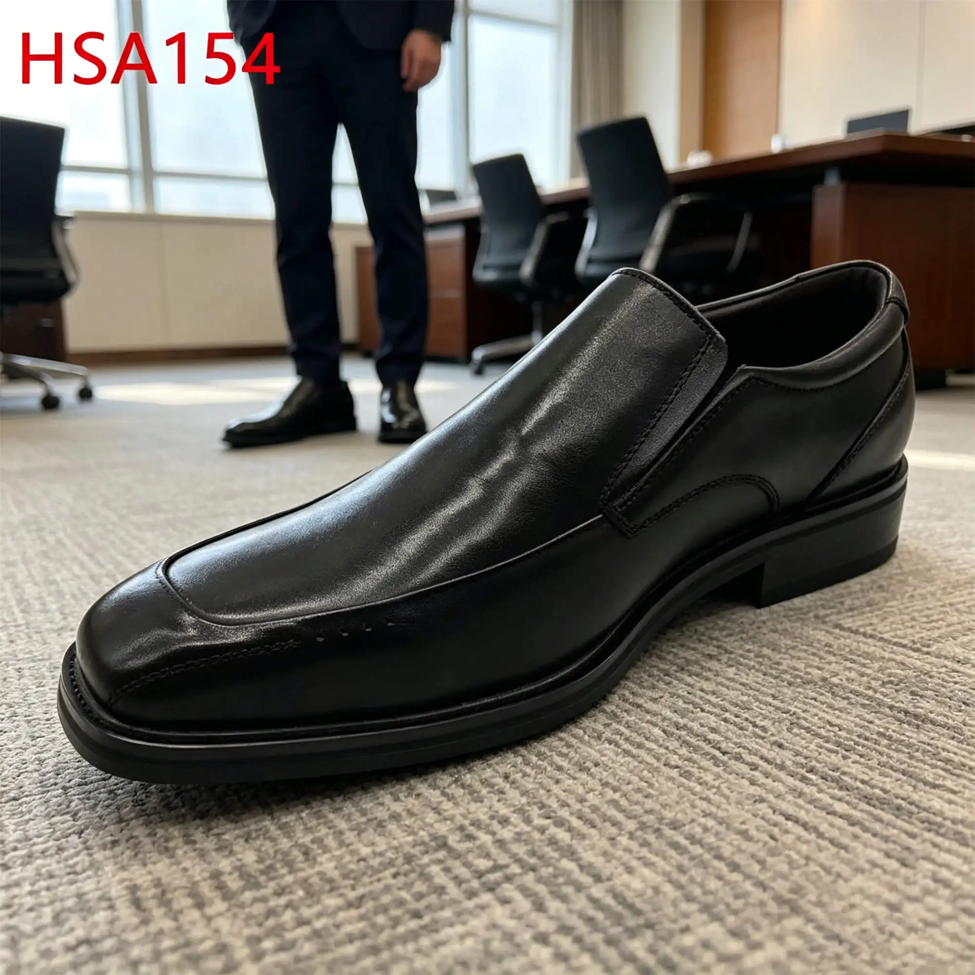 ZYF,conference Event square Toe Style Easy On/off Men Dress Shoes Product Launch Full Grain Leather Executive Shoes HSA154