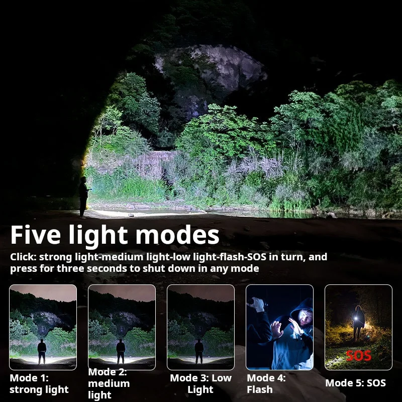 Strong Light Long Range Flashlight Ultra Bright Rechargeable White Laser Outdoor Flashlights