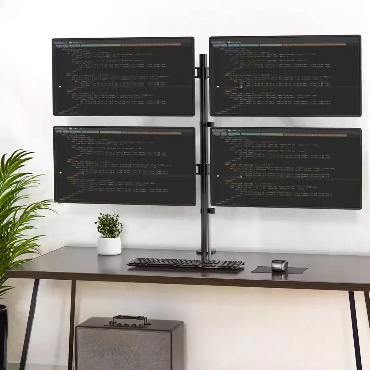 Heavy Duty 4 Monitor Stand for 13 to 32 Inch Screens Quad Desk Mount with 90 Degree Tilt in Stock