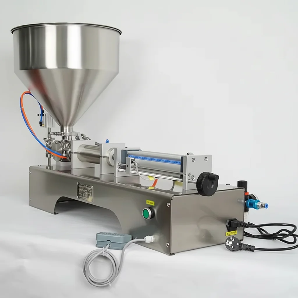 TEBAK Desktop Automatic Paste Machine for Oil Pneuma Piston Creamer for Cosmetic Curry Chocolate Peanut Butter Tomato Viscosity
