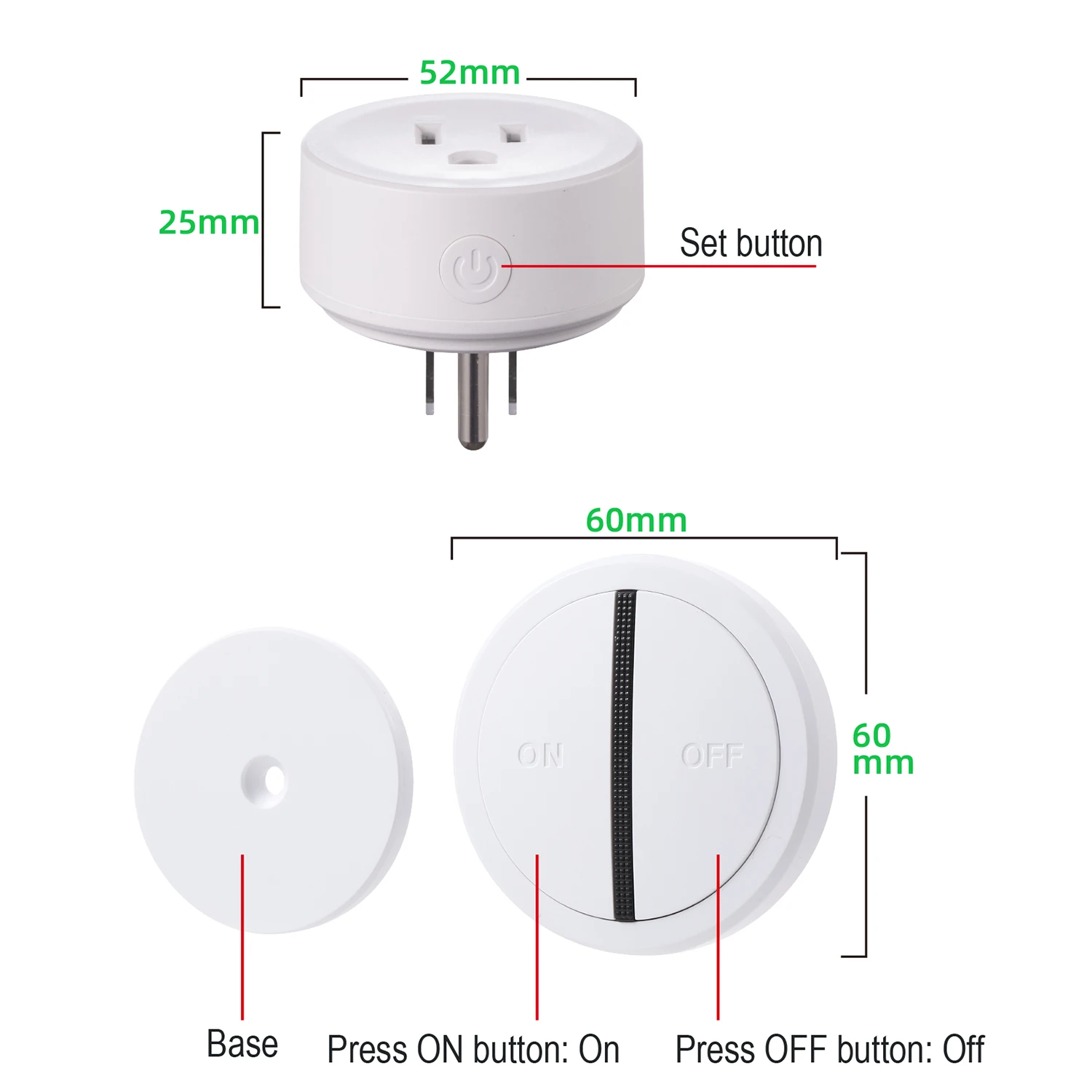 Wireless Plug Outlet Adapter with Mini Remote Control No Hub No