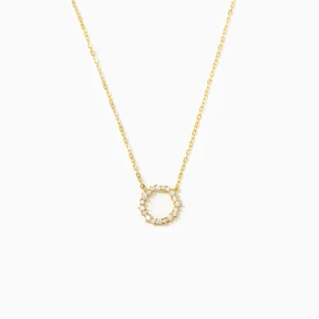 RFJEWEL Sterling Silver Circle Zircon Simple and Fashionable European and American Style Necklace
