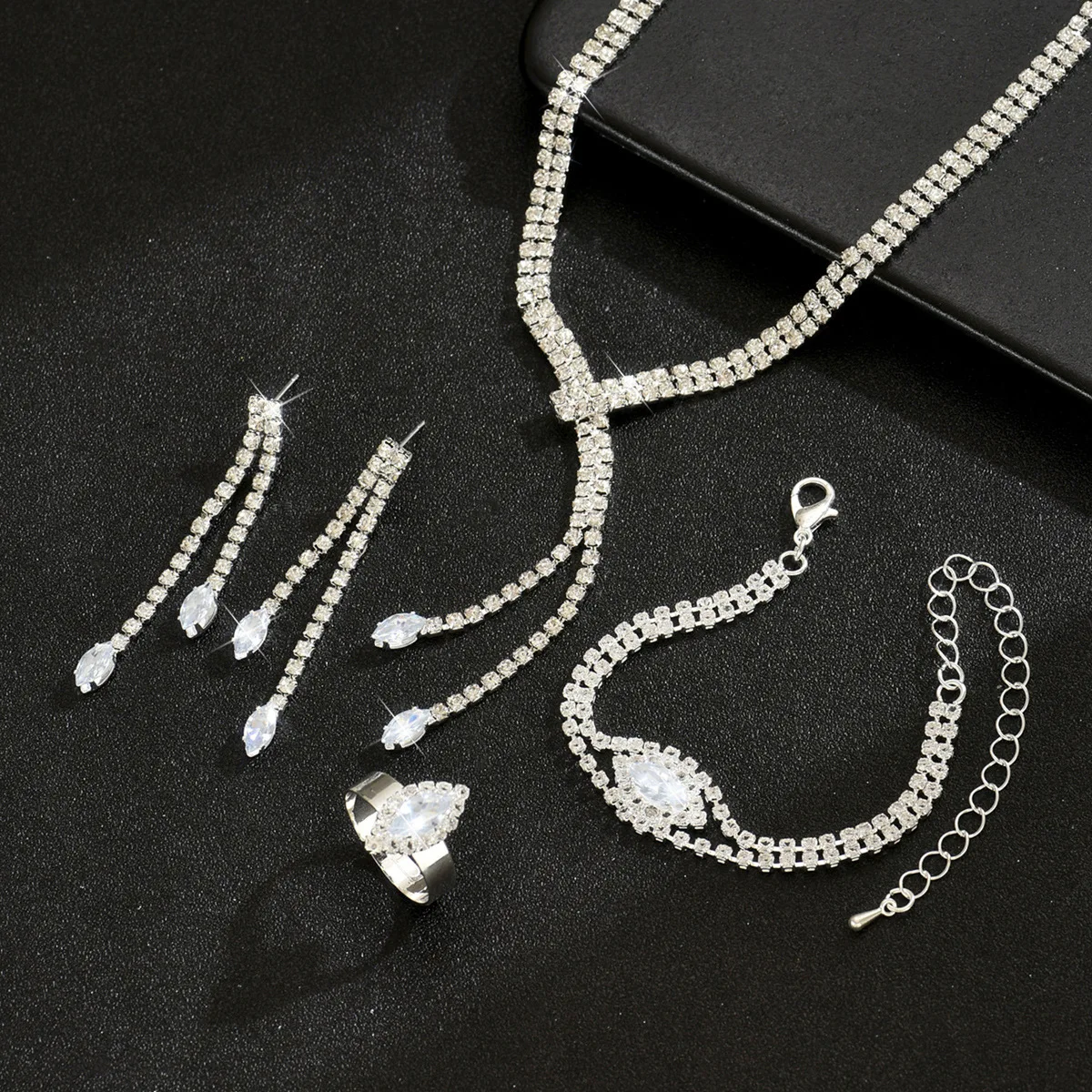 Luxury Zircon Bridal Jewelry Set - Necklace & Earrings