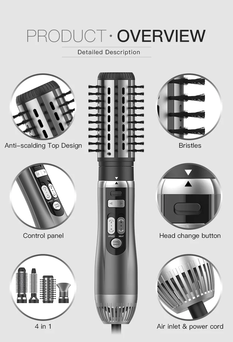 Pritech Oem Professional 4 In 1 Auto Rotation Hot Air Styler One Step