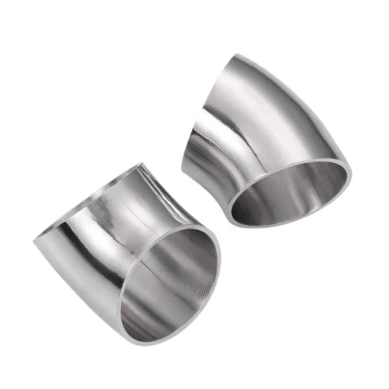 Inside Polished Sanitary Stainless Steel Pipe Fitting 304 316 welded 45° Elbow steel butt welded pipe fittings butt
