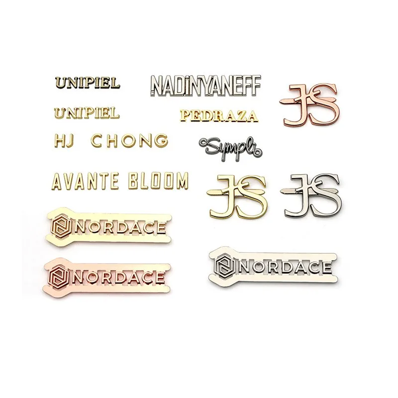 Custom High Quality Metal Labels for Clothing and Handbags Gold & Silver Plating Logo Tags Roll-Shaped Garment Accessories