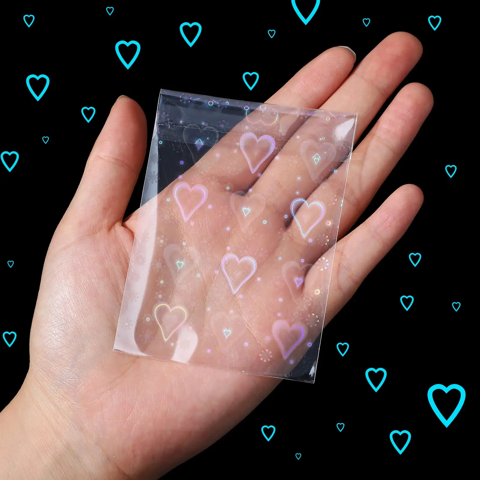 Hct Kpop Holographic Little Star Heart Glass Gemstone Transparent Laser