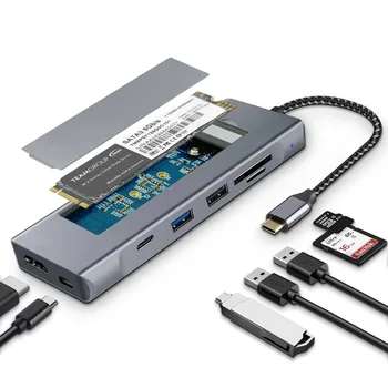 Hot Selling 6 8 in 1 USB C Hub Multiport Adapter Docking Station Network Port USB Hub