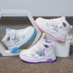 2026 Spring Autumn Boys' High-Top Basketball Sneakers Fashionable Girl's Sports Running Shoes New Kids' Casual Shoes White