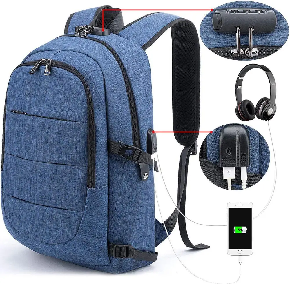 Mochila Escolar Portátil Cargador Usb Auriculares Unisex Mochila Escolar Portátil Cargador Usb Auriculares Unisex