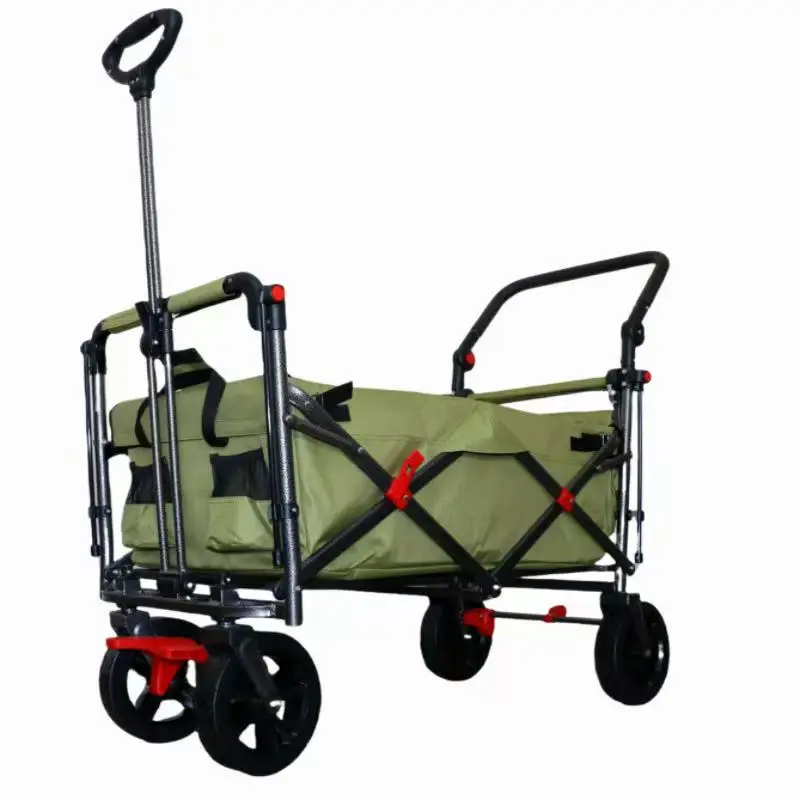Factory Forwarding Outdoor Walking Four-Wheel Foldable Camping Beach Cart with Canopy Plastic OEM for Storage & Shopping Tools