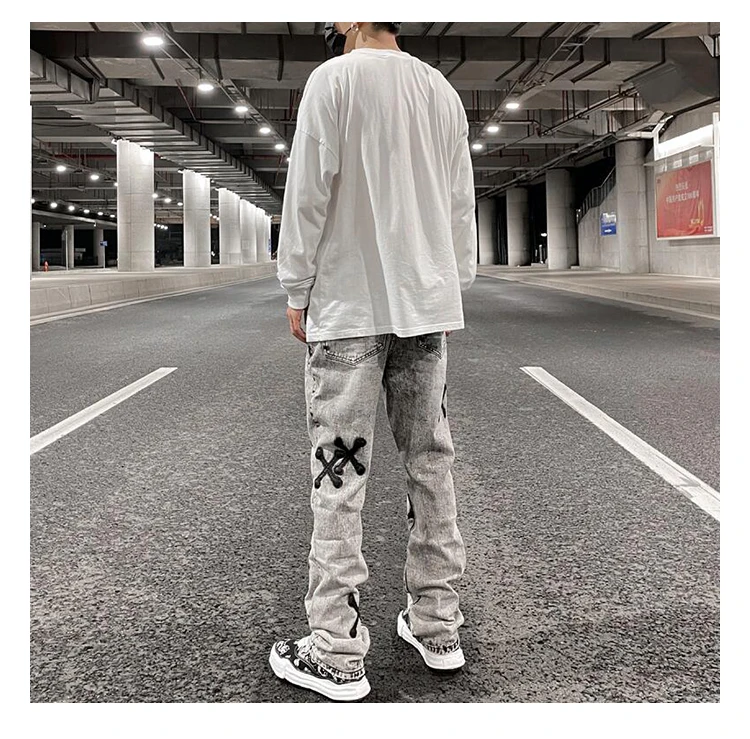 Bone Patch Stock Flare Jeans Men 