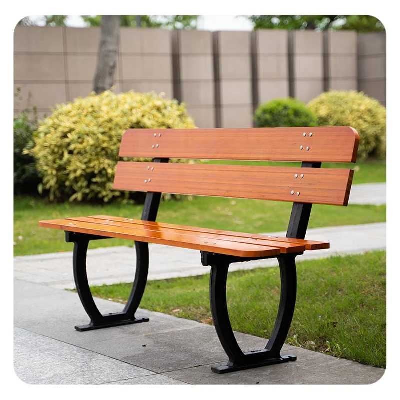 Outdoor Park Chair Patio bench  anti-corrosive wood Plastic wood Bamboo wood leisure seats with backrest