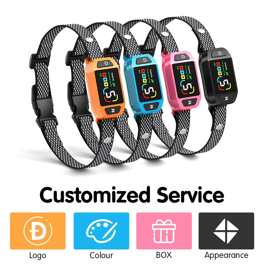 High Sensitivity Color Screen 4 Working Modes Vibration Shock Safe Anti Bark Device Stop Barking Training Bark Control Collar