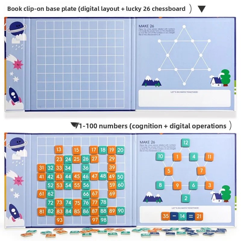 New Design Montessori Educational Toys 1-100 Number Board for Age 2+ Boys Girls Early Math Books Teaching Aids Arithmetic