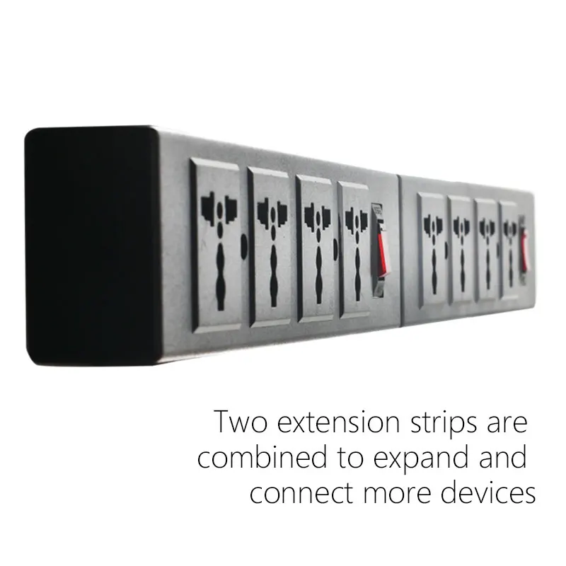 Universal Multi Plug Sockets 4 Outlet Power Strip Individual Switch Red Light Black Detachable