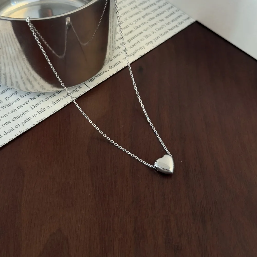 KAKODIY Simple Elegant Design Beautiful 925 Sterling Silver Rhodium Plated 18K Gold Plated Chain Glossy Heart Love Pendant Necklace detail 6