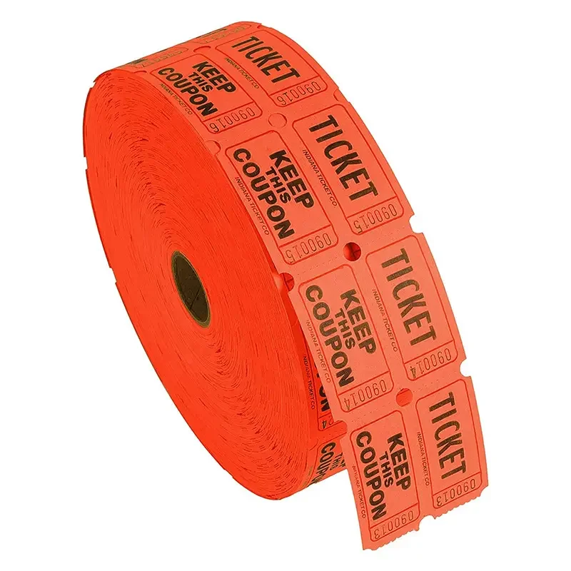 Custom Printing Colorful Event Ticket Blank Raffle Tickets Double Roll for Fair Carnival Games School Activities