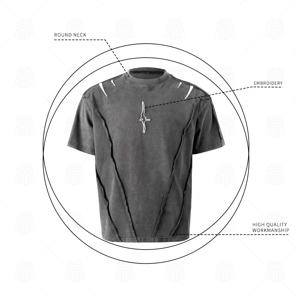 product custom mens t shirts100 cotton oversized streetwear t shirt manufacturer  embroidery and edge processing-2