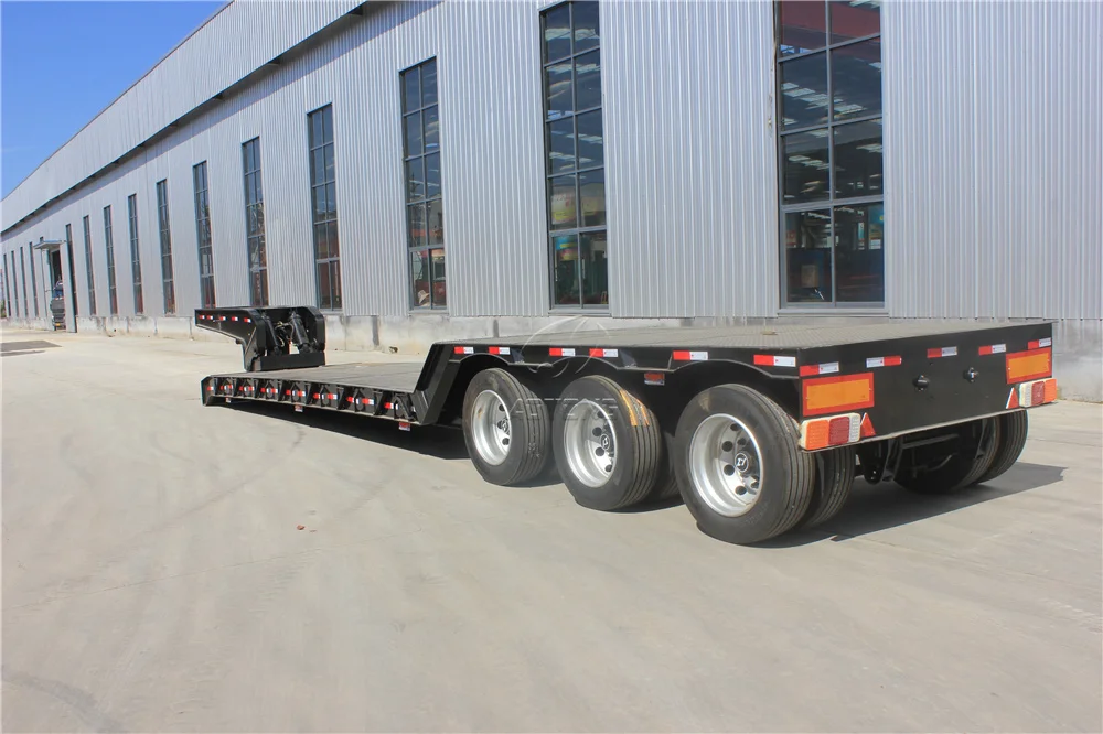 Factory Hydraulic Detachable Goose Neck Axles T Axles Tons Low Bed Truck Semi Trailer