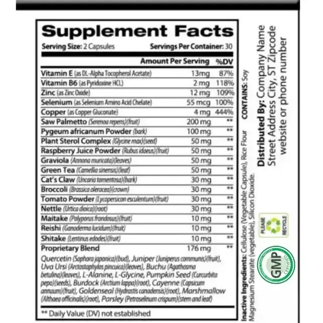Prostate Formula by Vox Nutrition All Natural Herbal Formula Helps Enlarged Prostates Helps Normal Urination Proprietary Blend