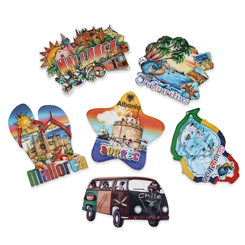 2024 Wholesale Tourist Beach Souvenir Manufacturers Resin Craft Mauritius Souvenir Fridge
