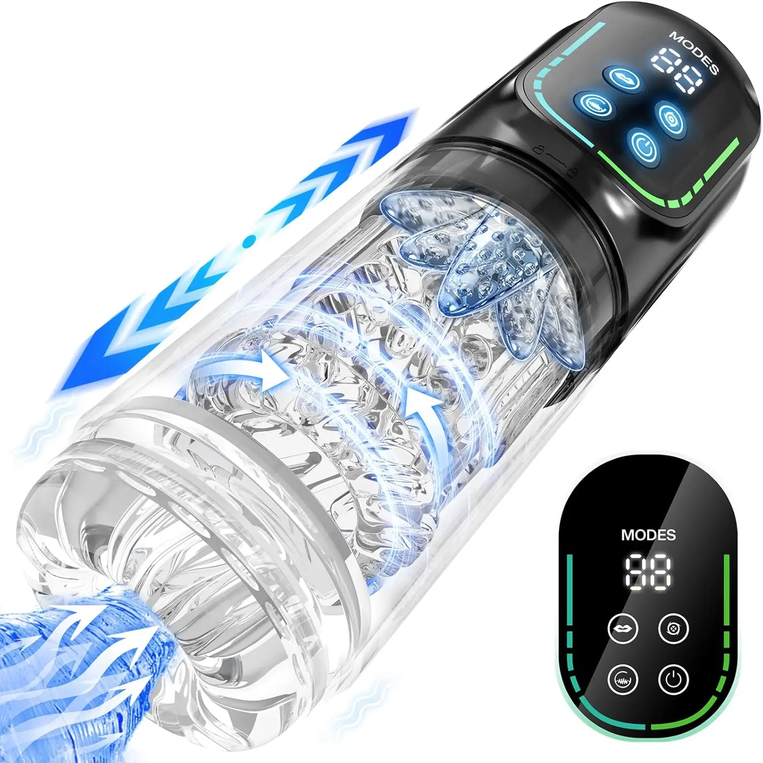 LED Display Powerful Telescopic Thrusting Rotating Electric Male Piston  Masturbation Vaginal Cup Automatic Men Stroker Machines