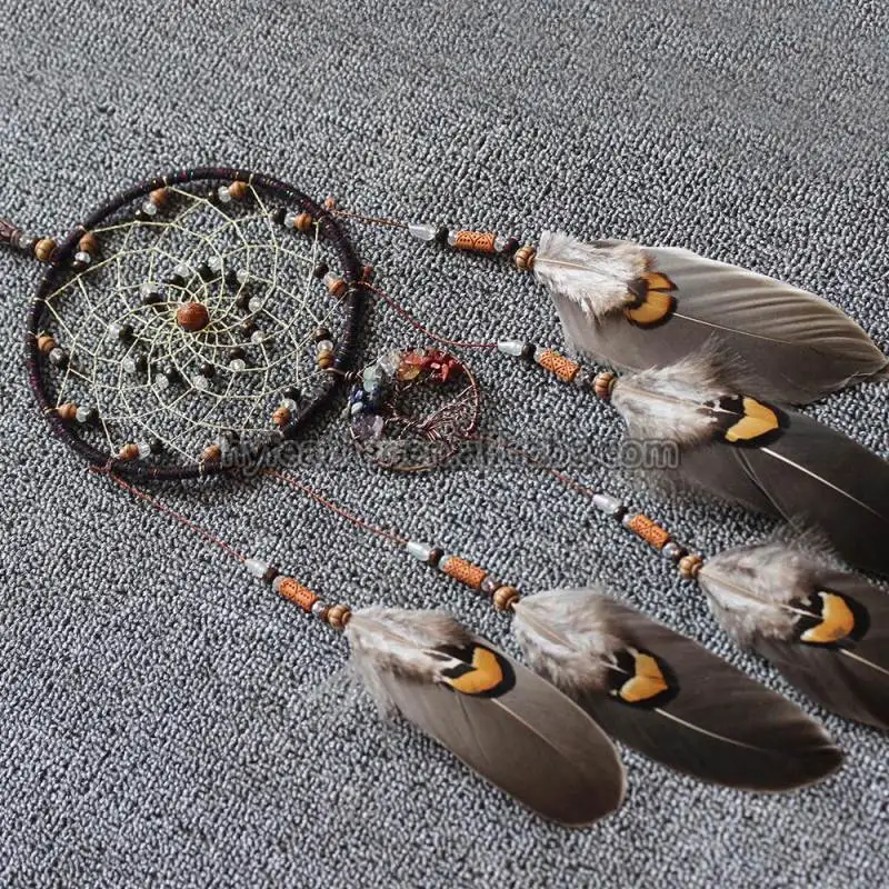 Оптовая продажа, украшение «Ловец снов» из перьев, традиционные ветряные колокольчики ручной работы, подвесной Ловец снов