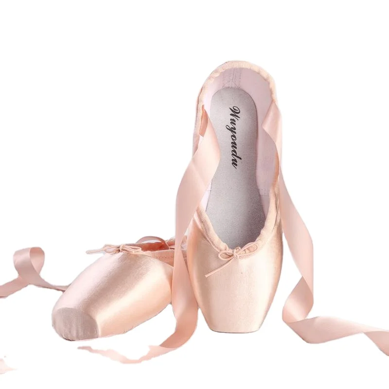 Ballet Pointe Shoes Satin Dance Shoes with Sewed Ribbon and Silicone Toe Pads for Girls Womens 
