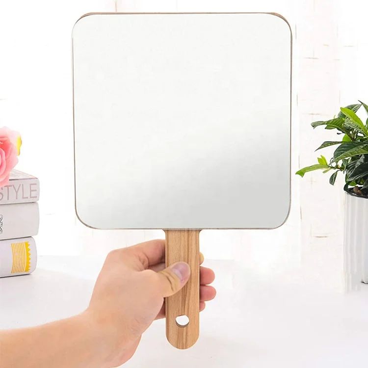 Customized Wholesale Wood Handheld Plain Mirror For Professional