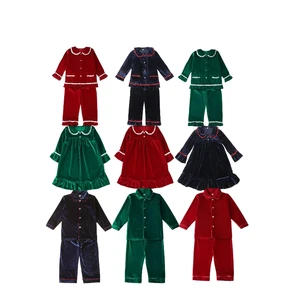 Cotton Toddler Girls Two-Piece Christmas Nightgown Pajamas Long Sleeve Top Bottoms Solid Color Breathable for Autumn Season