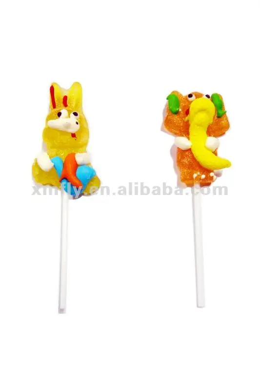 Bulk Customized Handicraft Heart Lollipop Sticks Shape Jelly Lollies Popping Candy