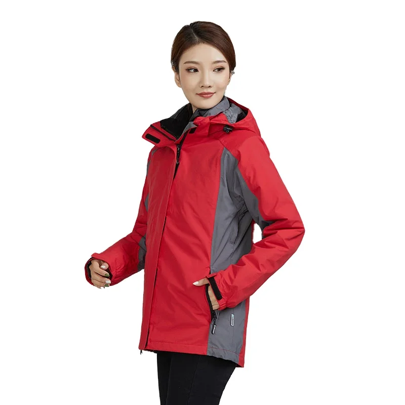 Women's BR203 Red Short Winter Three-in-One Rush Coat Outdoor Cold Suit with 200g Inner Tank for Security