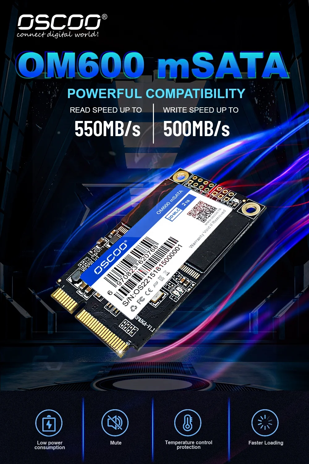 OSCOO Internal MSata SSD 128GB 256GB 512GB 1TB 2TB Solid State