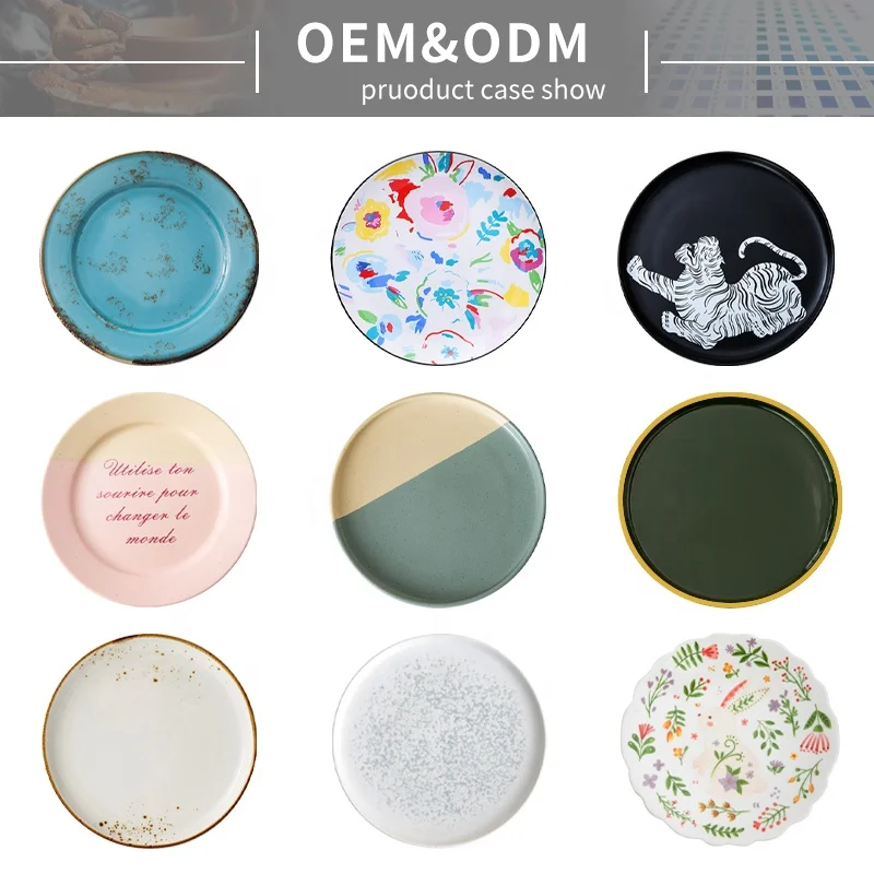FENN Custom 6/8/10/12 Inch Ceramic Factory Price Multiple Colors Nordic Ceramic Dinner Plate in Wedding Porcelain Plate Set
