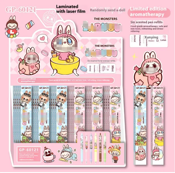 New Style LAAPU Metal Hook Signature Pen Cute Cartoon Blind Box Ultra-Fine Writing Smooth Flow Plastic Drawing Toys Set