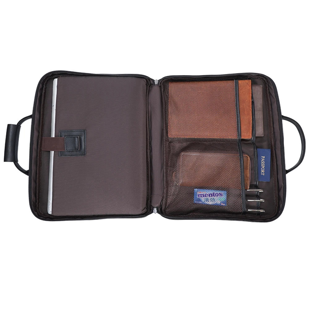 OEM ODM Style Custom Color Men Black Thin Slim Crossbody Cowhide Genuine Full Grain Leather Laptop Briefcase Bags