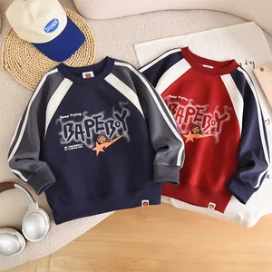 Customized Toddler Boys Clothes Long Sleeve Shirts Crew Neck Pullover Soft Warm Winter Top Kids Sweatsuits Clothes for Kids