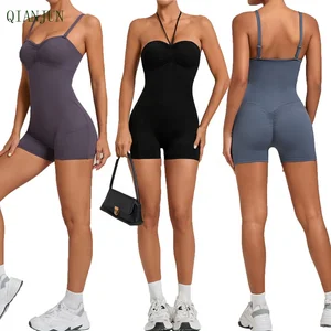High Elastic One Piece Gym Adjustable Straps Backless  Fitness One Piece Jumpsuit Outfit Clothes Yoga Jumpsuit