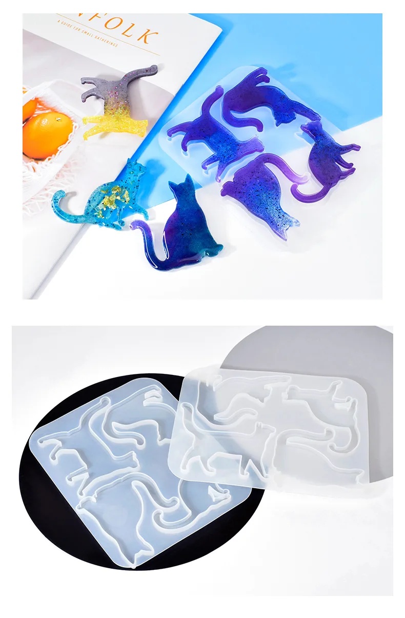 DIY Crystal Glue Cat Nose Pin Silicone Mold, Lucky Cat Fashion Bag Pendant Earrings Decorative Silicone Mold details