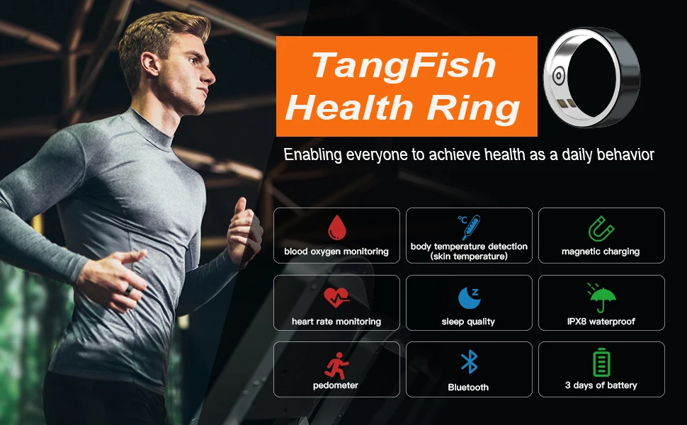 Smart Rings For Men Health Monitor Health Ring Blood Oxygen Heart Rate