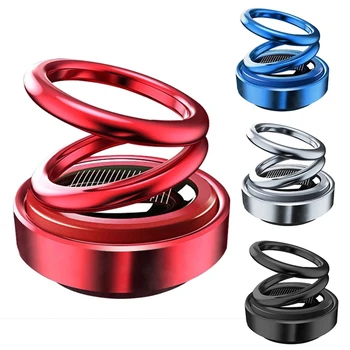 Car Aromatherapy Car Air Freshener Solid Solar energy Double Rings Rotary Suspension Rotating Dashboard Interior Ornament 2021