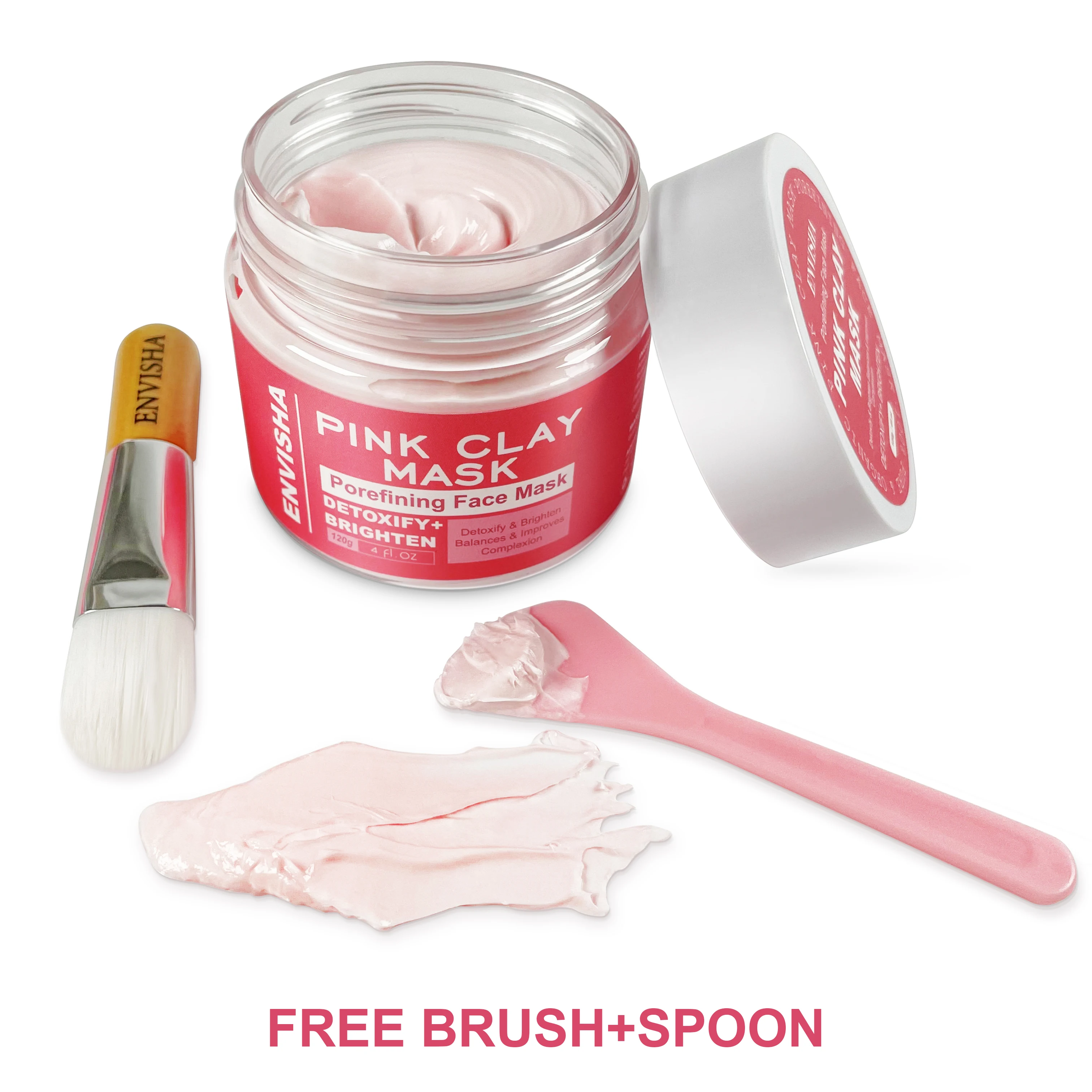 Free Sample Natural Pink Clay Mask Skin Detoxifying Whitening Facial Kaolin Clay Mask