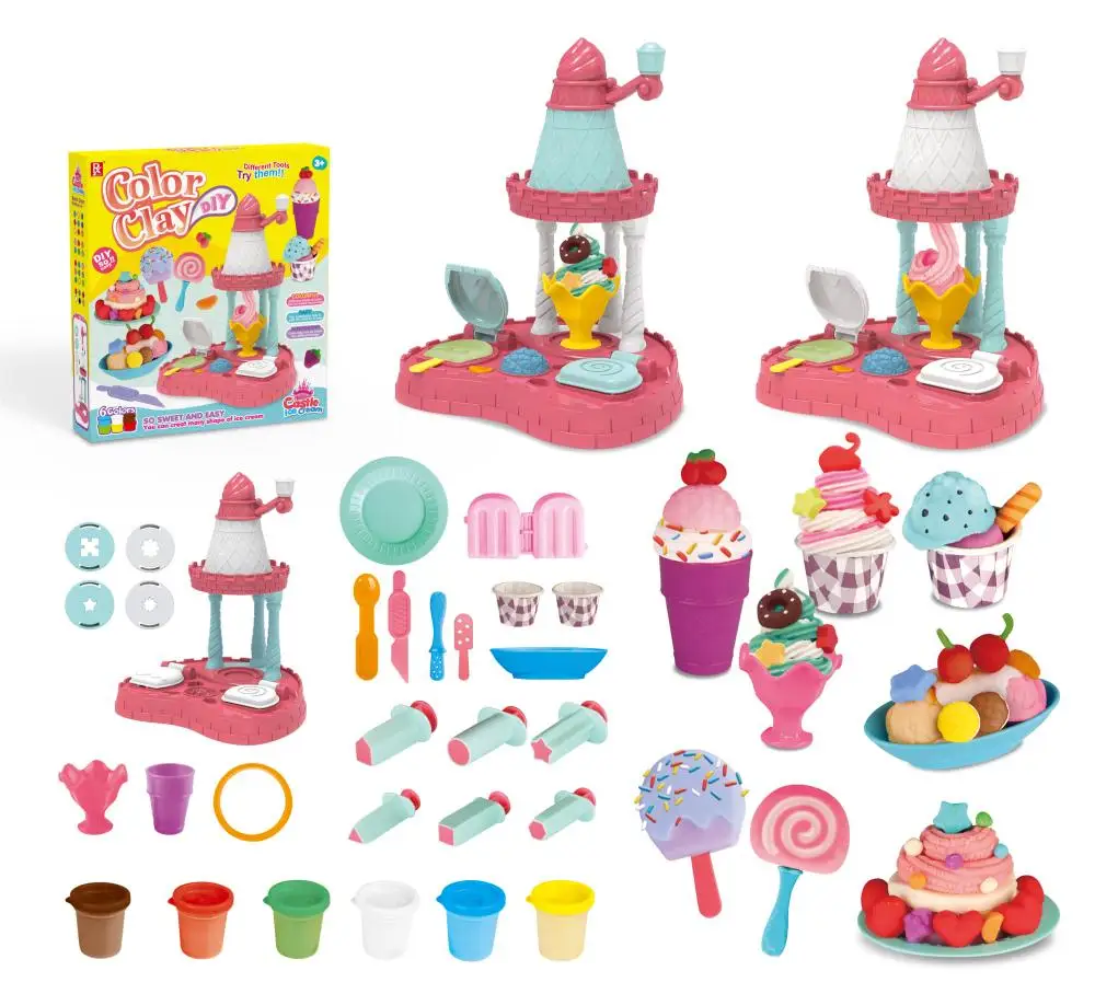 Оптовая продажа, игрушки, новая крутая глина, машина для имитации мороженого, Замок принцессы, игрушки для детей, набор игрушек из пластилина