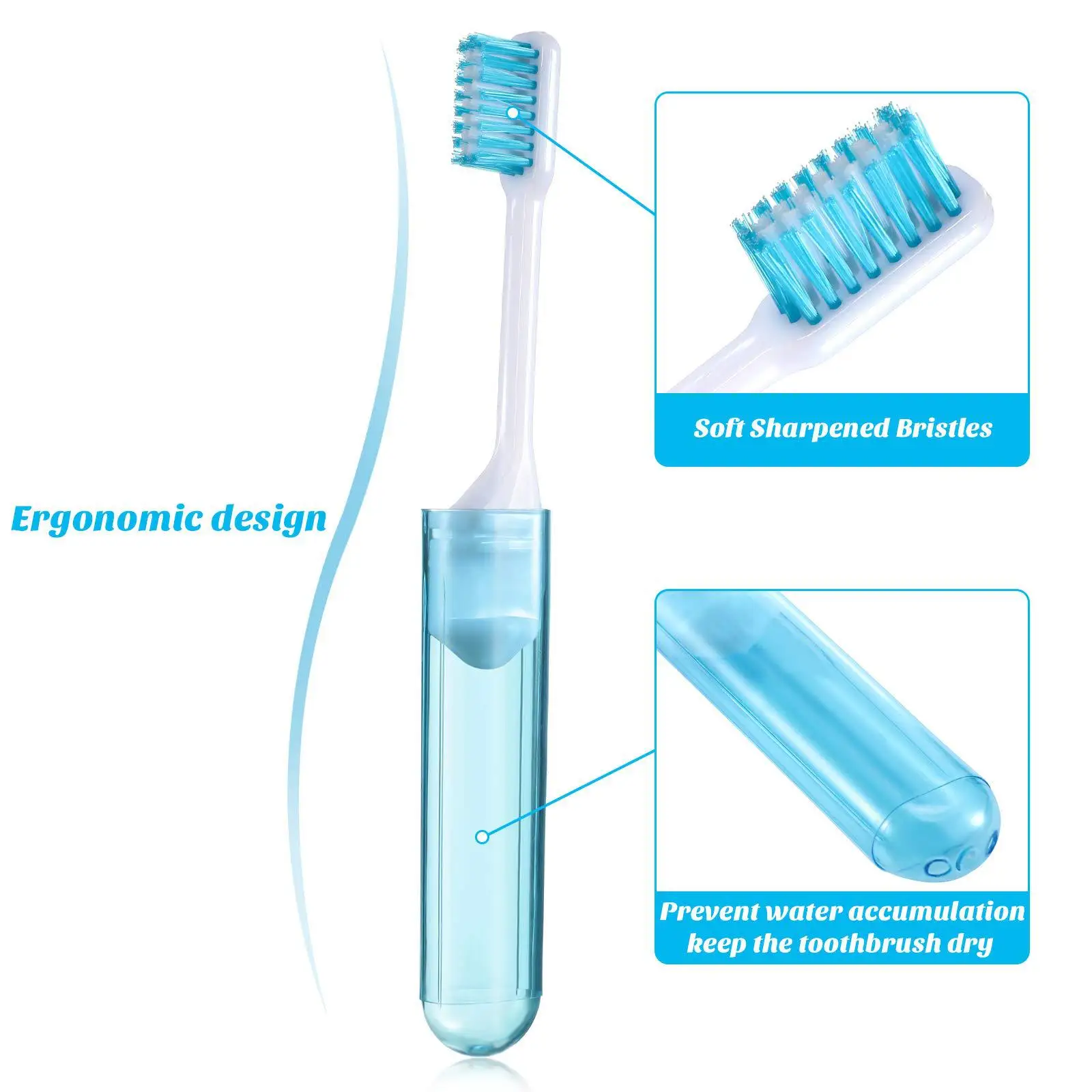 Portable soft bristles foldable travel toothbrush