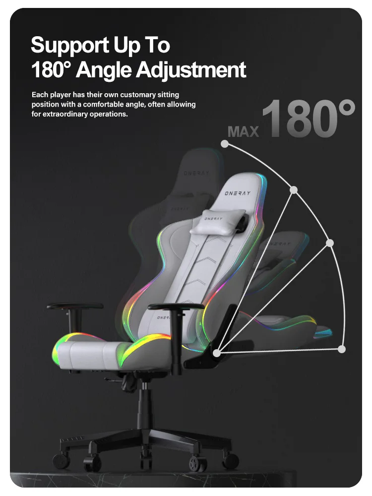 Oneray Rgb Game High Back Computer Gamer Chair Rgb Pu Desk Chair