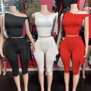 Viviblook Z0108ST01 New Women Outfit 2026 New Fashion Street Slanted Collar Sleeveless Top Slim Fit Lace up Shorts Two Piece Set