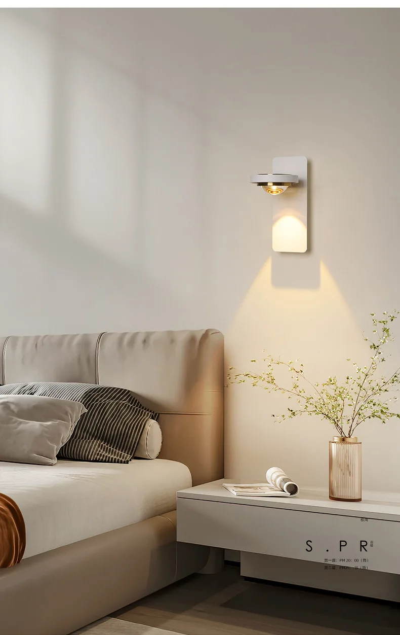 Cream Wind Wall Lamp Scandinavian Bedroom Bedside Lamp Hallway Aisle Wall Light Full Spectrum Eye Protection Wall Sconce