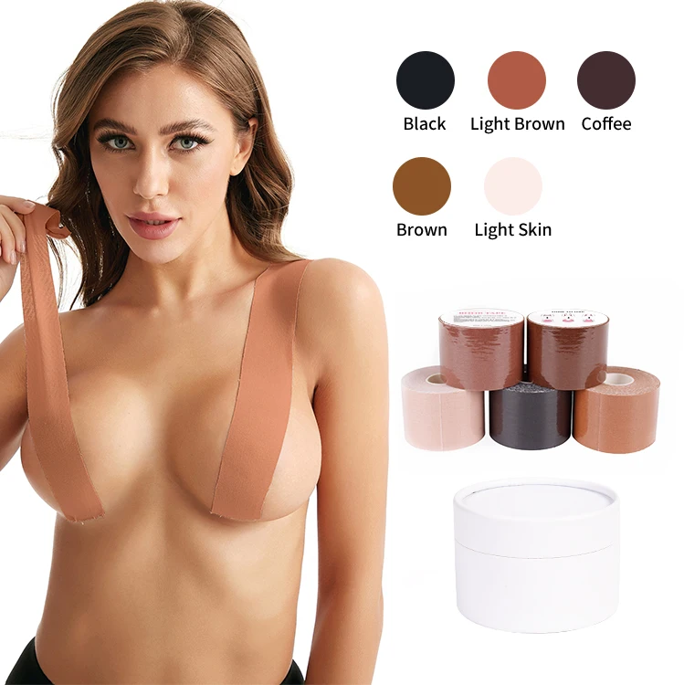 Premium Silicone Push Lift up Breast Tape Brown Flower Breast
