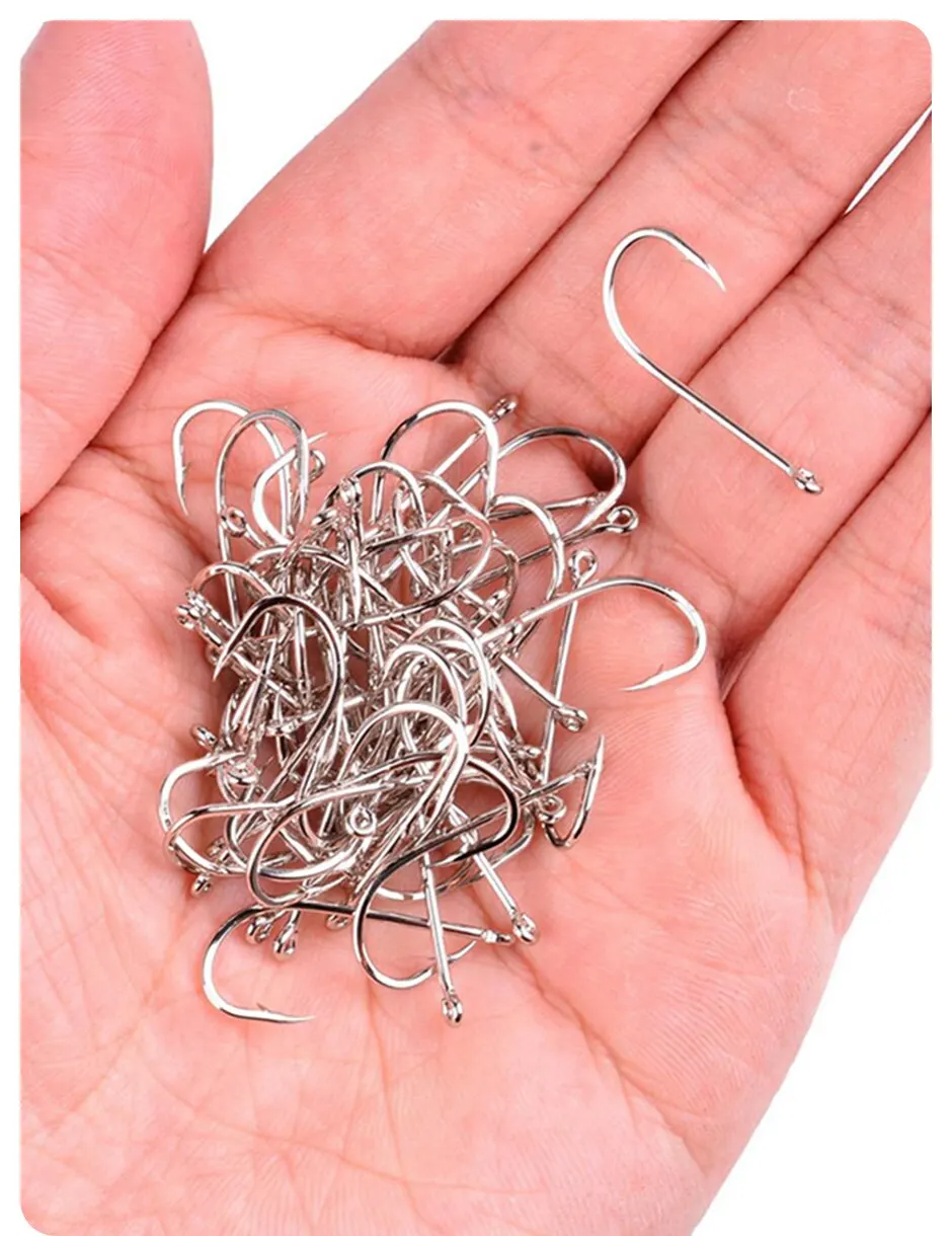 Fishing Hooks Set 100pcs - High Carbon Steel Barbed Hooks Fishing Hooks Set 100pcs - High Carbon Steel Barbed Hooks